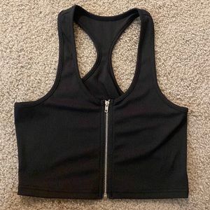 Black zip up crop top